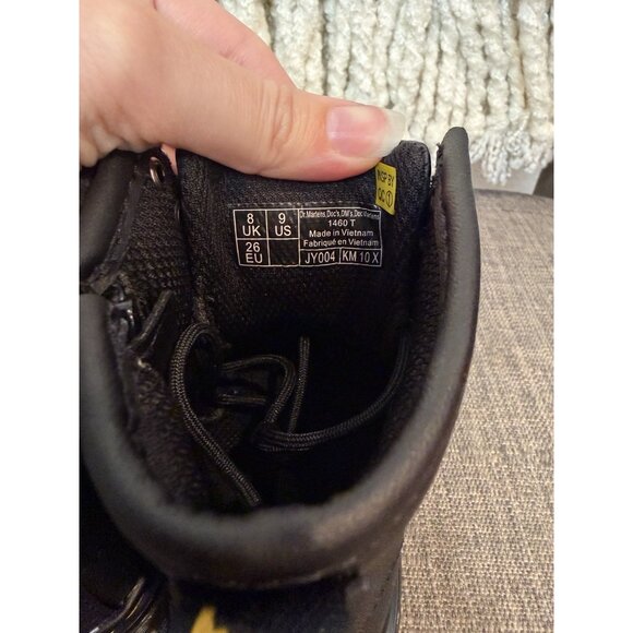 Doc Martens Toddler 9 Delaney Black Leather Combat Boots Zip Ankle Dr - Picture 4 of 9